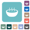 Steaming bowl white flat icons on color rounded square backgrounds - Steaming bowl rounded square flat icons