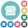 Ballot box solid flat white icons on round color backgrounds - Ballot box solid flat round icons