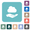 Cloud services rounded square flat icons - Cloud services white flat icons on color rounded square backgrounds