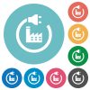 Power plant flat white icons on round color backgrounds - Power plant flat round icons