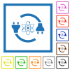 Atomic energy flat framed icons - Atomic energy flat color icons in square frames on white background