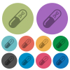 Medicine with dna molecule darker flat icons on color round background - Medicine with dna molecule color darker flat icons