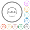 Sale badge outline flat color icons in round outlines on white background - Sale badge outline flat icons with outlines