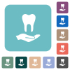 Dental provision white flat icons on color rounded square backgrounds - Dental provision rounded square flat icons