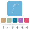 Single drinking straw outline white flat icons on color rounded square backgrounds. 6 bonus icons included - Single drinking straw outline flat icons on color rounded square backgrounds