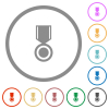 Medal solid flat color icons in round outlines on white background - Medal solid flat icons with outlines