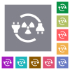 Nuclear energy square flat icons - Nuclear energy flat icons on simple color square backgrounds