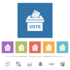 Voting paper and ballot box solid flat white icons in square backgrounds. 6 bonus icons included. - Voting paper and ballot box solid flat white icons in square backgrounds