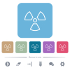 Radiation outline flat icons on color rounded square backgrounds - Radiation outline white flat icons on color rounded square backgrounds. 6 bonus icons included