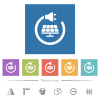 Solar energy flat white icons in square backgrounds - Solar energy flat white icons in square backgrounds. 6 bonus icons included.