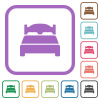 Double bed simple icons - Double bed simple icons in color rounded square frames on white background