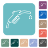 Gasoline pump fuel nozzle outline white flat icons on color rounded square backgrounds - Gasoline pump fuel nozzle outline rounded square flat icons