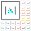 Handicapped parking flat color icons with quadrant frames on white background - Handicapped parking flat color icons with quadrant frames