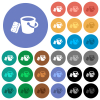 Bucket and sponge multi colored flat icons on round backgrounds. Included white, light and dark icon variations for hover and active status effects, and bonus shades. - Bucket and sponge round flat multi colored icons