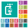 Image compression solid square flat multi colored icons - Image compression solid multi colored flat icons on plain square backgrounds. Included white and darker icon variations for hover or active effects.
