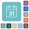 Calendar outline white flat icons on color rounded square backgrounds - Calendar outline rounded square flat icons