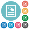 Medical prescription flat white icons on round color backgrounds - Medical prescription flat round icons