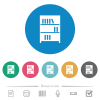 Bookshelf with books solid flat round icons - Bookshelf with books solid flat white icons on round color backgrounds. 6 bonus icons included.
