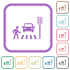 Pedestrian crossing simple icons - Pedestrian crossing simple icons in color rounded square frames on white background