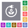 Green energy flat icons on simple color square backgrounds - Green energy square flat icons