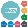 Sending express mail outline flat white icons on round color backgrounds - Sending express mail outline flat round icons