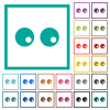 Watching eyes solid flat color icons with quadrant frames on white background - Watching eyes solid flat color icons with quadrant frames