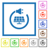Solar energy flat color icons in square frames on white background - Solar energy flat framed icons