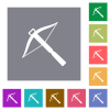 Crossbow flat icons on simple color square backgrounds - Crossbow square flat icons