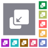 Collapse element solid flat icons on simple color square backgrounds - Collapse element solid square flat icons
