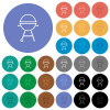 Barbecue grill with cover outline multi colored flat icons on round backgrounds. Included white, light and dark icon variations for hover and active status effects, and bonus shades. - Barbecue grill with cover outline round flat multi colored icons