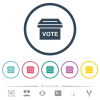 Ballot box solid flat color icons in round outlines. 6 bonus icons included. - Ballot box solid flat color icons in round outlines