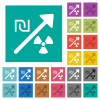 Rising nuclear energy israeli new shekel prices multi colored flat icons on plain square backgrounds. Included white and darker icon variations for hover or active effects. - Rising nuclear energy israeli new shekel prices square flat multi colored icons