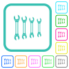 Set of wrenches vivid colored flat icons - Set of wrenches vivid colored flat icons in curved borders on white background