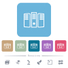 Server hosting outline flat icons on color rounded square backgrounds - Server hosting outline white flat icons on color rounded square backgrounds. 6 bonus icons included