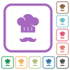 Chef hat and mustache simple icons - Chef hat and mustache simple icons in color rounded square frames on white background