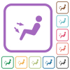 Car air flow direction chest and foot simple icons - Car air flow direction chest and foot simple icons in color rounded square frames on white background