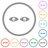 Watching eyes solid flat color icons in round outlines on white background - Watching eyes solid flat icons with outlines