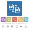 JPG ICO file conversion flat white icons in square backgrounds - JPG ICO file conversion flat white icons in square backgrounds. 6 bonus icons included.