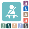 Car seat belt warning indicator rounded square flat icons - Car seat belt warning indicator white flat icons on color rounded square backgrounds