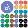Bus lane multi colored flat icons on round backgrounds. Included white, light and dark icon variations for hover and active status effects, and bonus shades. - Bus lane round flat multi colored icons