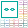 Watching eyes solid flat color icons with quadrant frames on white background - Watching eyes solid flat color icons with quadrant frames