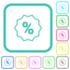Discount sticker outline vivid colored flat icons - Discount sticker outline vivid colored flat icons in curved borders on white background