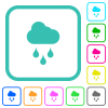 Rainy weather vivid colored flat icons in curved borders on white background - Rainy weather vivid colored flat icons