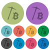 Bitcoin cryptocurrency mining darker flat icons on color round background - Bitcoin cryptocurrency mining color darker flat icons