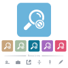 Search disabled flat icons on color rounded square backgrounds - Search disabled white flat icons on color rounded square backgrounds. 6 bonus icons included