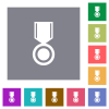 Medal solid square flat icons - Medal solid flat icons on simple color square backgrounds