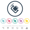 SD memory card compress solid flat color icons in round outlines. 6 bonus icons included. - SD memory card compress solid flat color icons in round outlines