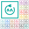 Gas energy flat color icons with quadrant frames on white background - Gas energy flat color icons with quadrant frames