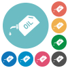 Oiler with oil drop flat round icons - Oiler with oil drop flat white icons on round color backgrounds