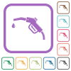 Glossy gasoline pump fuel nozzle simple icons in color rounded square frames on white background - Glossy gasoline pump fuel nozzle simple icons